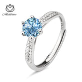 D Color VVS1 Moissanite Adjustable Ring – 925 Sterling Silver - Blue - LZ Serial